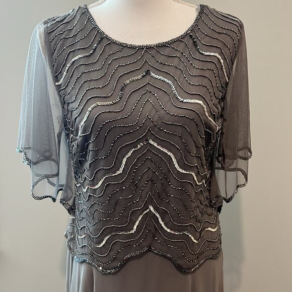 NEW J Kara Beaded Overlay Gown Formal  Women’s Dress 10‎ Cruise Cocktail Wedding - Picture 4 of 16